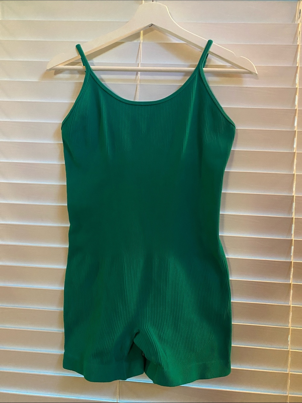 Women’s Green Ribbed Sleeveless Romper